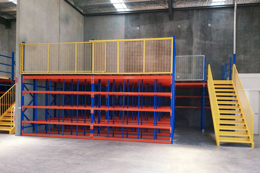 meaaznine level with stairs warhouse storage experts